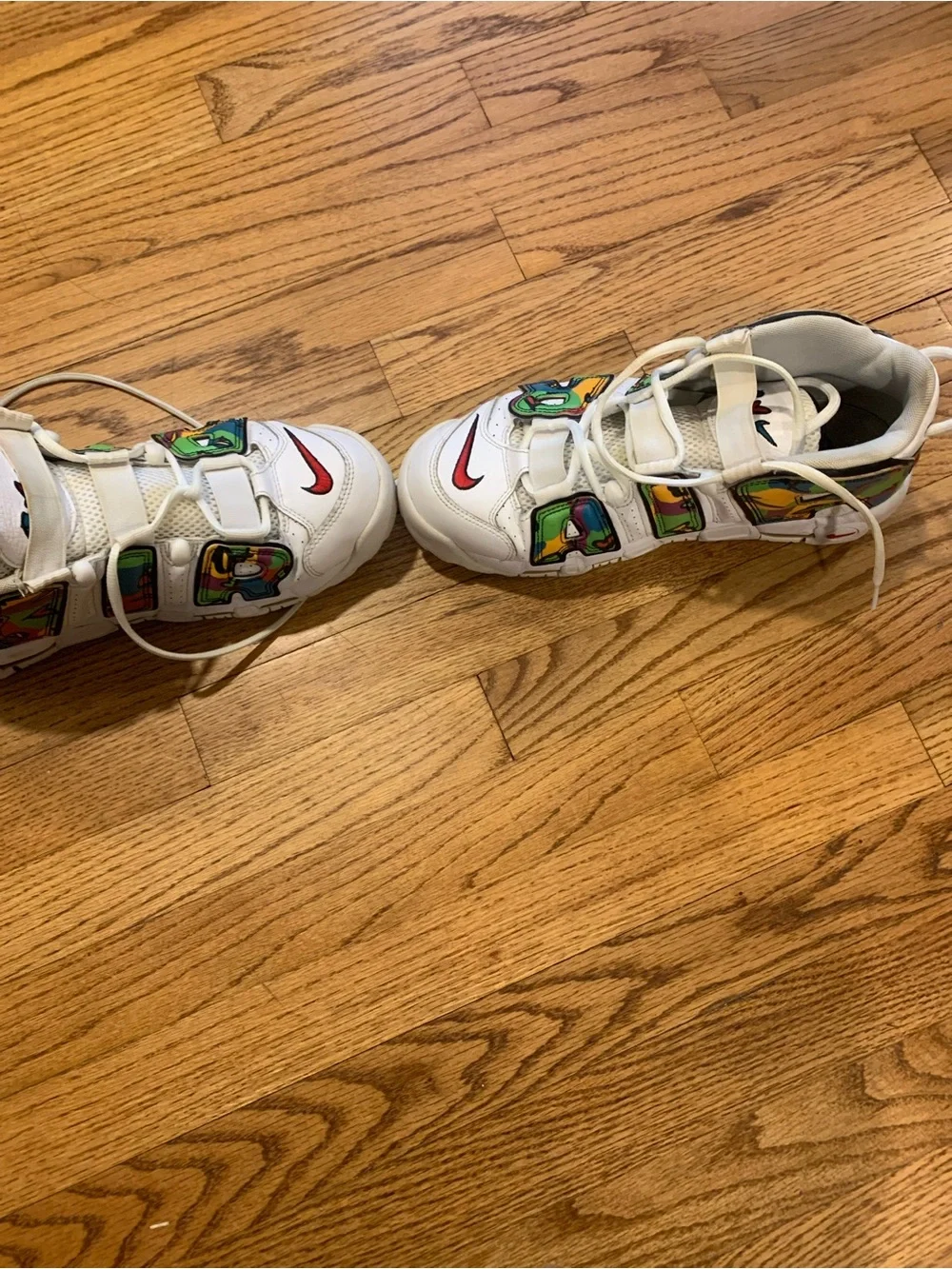 Nike Kids White Sneakers with Multicolor Graphic Panels